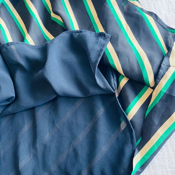 BNWT Ann Taylor A-Line Skirt Women's Size 8 Navy Tan Green Striped Zipper Lined - Picture 11 of 11